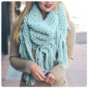 Oversized Knit Tassel Triangle Scarf